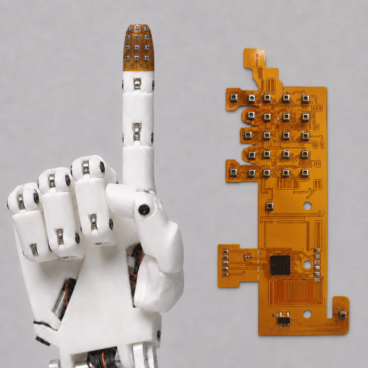Tactile fingertip mounted on InMoov robotic hand
